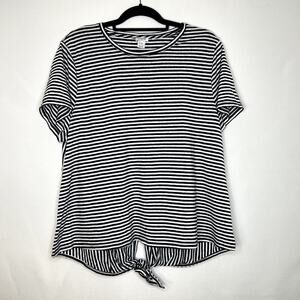 Jcrew Shirt Plus Size Womens Navy Blue Striped Tie Front Top Nautical Size 2XL